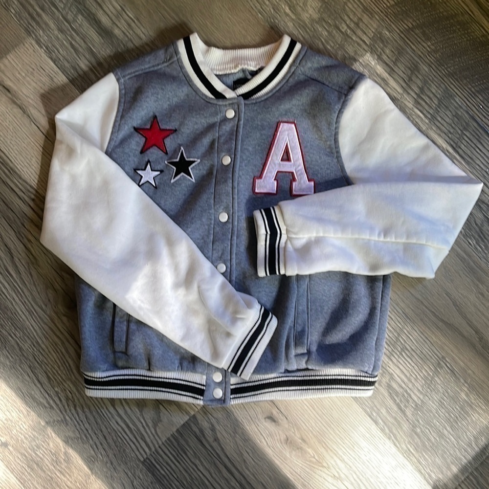 New Look “Letterman”‎ fleece jacket gray womens XL
